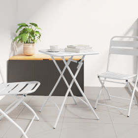Mesa de Jardín Plegable Blanca 55x55x73 cm Acero de , Mesas de jardín - Ref: Foro24-42002944, Precio: 60,88 €, Descuento: %