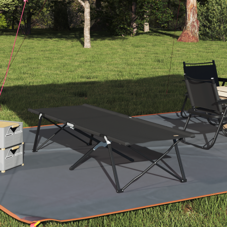 Cama Solar Plegable con Bolsa Negra 600D Oxford | Foro24.es | Tu tienda online para hogar, jardín y más Foro24.es
