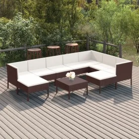 Gartenmöbel-Set 10-teilig und braune synthetische Rattankissen von vidaXL, Gartensets - Ref: Foro24-3094435, Preis: 883,74 €,...