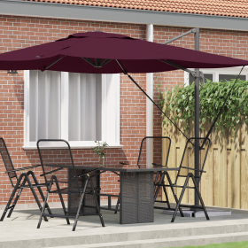 Sombrilla de Patio Borgoña Aluminio, Poliéster Grande
