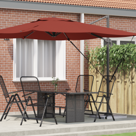 Sombrilla de Patio Terracota Poliéster Grande Con Brazo Ajustable
