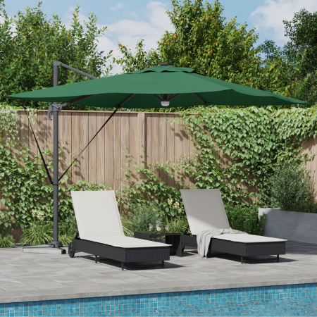Parasol Cantilever Roma con LEDs Verde 286x285x270 cm Aluminio | Foro24.es | Tu tienda online para hogar, jardín y más Foro24.es
