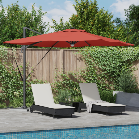 Parasol Cantilever Roma con LEDs Terracota 286x285x270 cm Aluminio | Foro24.es | Tu tienda online para hogar, jardín y más Foro24.es