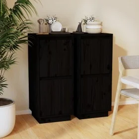 Sideboard 2 pcs solid black pine wood 31.5x34x75 cm by vidaXL, Sideboards - Ref: Foro24-813389, Price: 66,96 €, Discount: %