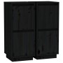 Sideboard 2 Stück massives schwarzes Kiefernholz 31,5x34x75 cm von vidaXL, Sideboards - Ref: Foro24-813389, Preis: 79,53 €, R...