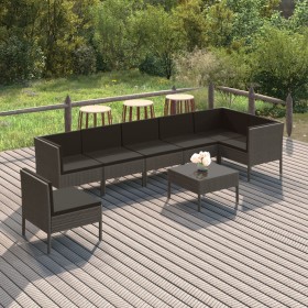 8-piece garden furniture set and gray synthetic rattan cushions by vidaXL, Garden sets - Ref: Foro24-3094390, Price: 707,77 €...