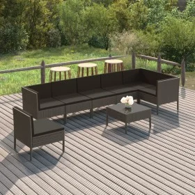 8-teiliges Gartenmöbel-Set und graue synthetische Rattankissen von vidaXL, Gartensets - Ref: Foro24-3094390, Preis: 616,37 €,...