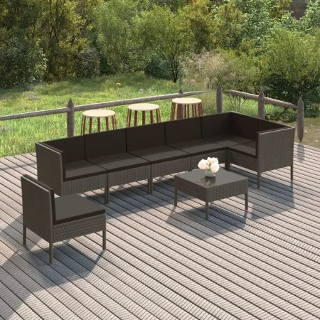 8-teiliges Gartenmöbel-Set und graue synthetische Rattankissen von vidaXL, Gartensets - Ref: Foro24-3094390, Preis: 616,37 €,...