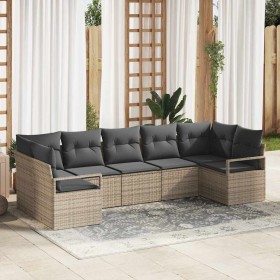 Conjunto de sofá de jardín 7 pcs Gris Poliratán