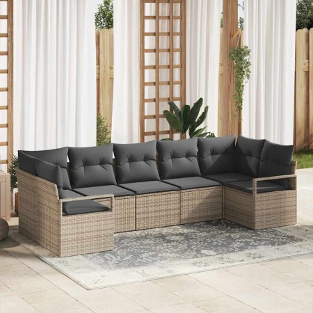 Conjunto de sofá de jardín 7 pcs Gris Poliratán