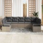Conjunto de sofá de jardín 7 pcs Gris Poliratán