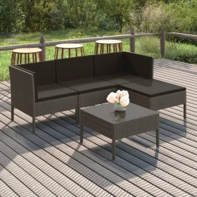 5-piece garden furniture set and gray synthetic rattan cushions by vidaXL, Garden sets - Ref: Foro24-3094378, Price: 336,67 €...