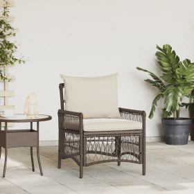 Sillón de Jardín con Cojines Marrón 60x70x78 cm de Poliratán de , Sillas de jardín - Ref: Foro24-42006218, Precio: 122,20 €
