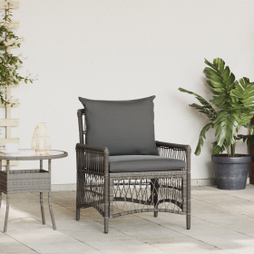 Silla de Jardín con Cojines Gris de Ratán Sintético de , Sillas de jardín - Ref: Foro24-42006219, Precio: 122,20 €