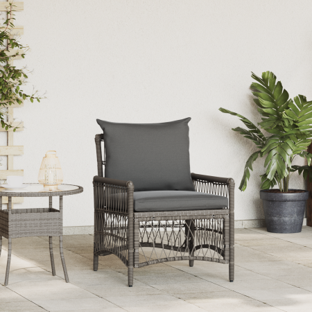 Silla de Jardín con Cojines Gris de Ratán Sintético de , Sillas de jardín - Ref: Foro24-42006219, Precio: 122,20 €