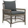 Silla de Jardín con Cojines Gris de Ratán Sintético de , Sillas de jardín - Ref: Foro24-42006219, Precio: 122,20 €