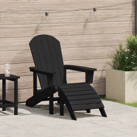 Silla Adirondack con Reposapiés Negro HDPE