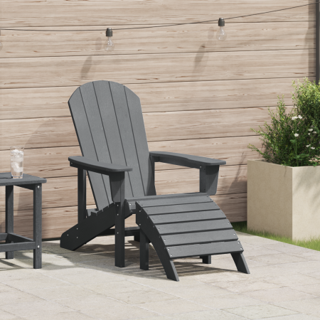 Silla Adirondack con Reposapiés Gris Claro HDPE de , Sillas de jardín - Ref: Foro24-42006632, Precio: 154,26 €, Descuento: %