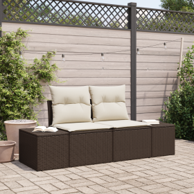 Sofá de jardín de 2 plazas con cojines Marrón Poliratán de , Sofás de exterior - Ref: Foro24-42006793, Precio: 196,12 €