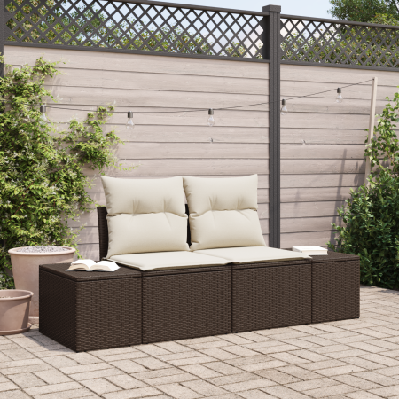 Sofá de jardín de 2 plazas con cojines Marrón Poliratán de , Sofás de exterior - Ref: Foro24-42006793, Precio: 196,12 €