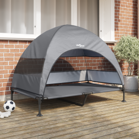 Cama Elevada para Perros con Techo Quita y Pon Gris Claro XL Acero