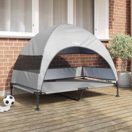 Cama Elevada para Perros con Techo Removible Gris Plateado XL Acero | Foro24.es | Tu tienda online para hogar, jardín y más Foro24.es