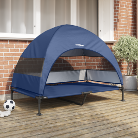 Cama elevada para perros con techo removible azul marino XL acero