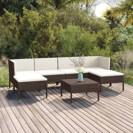 Garden furniture set 7 pieces and brown synthetic rattan cushions by vidaXL, Garden sets - Ref: Foro24-3094535, Price: 570,31...
