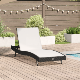 Tumbona Negra de Rattán y Textileno de , Tumbonas - Ref: Foro24-42009978, Precio: 152,28 €, Descuento: %