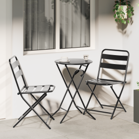 Juego de Bistro Plegable de 3 Piezas Acero Antracita de , Conjuntos de jardín - Ref: Foro24-42010316, Precio: 172,92 €