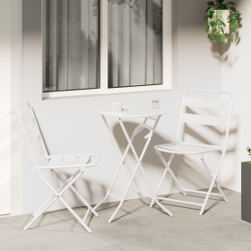 Juego de Bistro Plegable de 3 Piezas Blanco de Acero de , Conjuntos de jardín - Ref: Foro24-42010317, Precio: 172,92 €