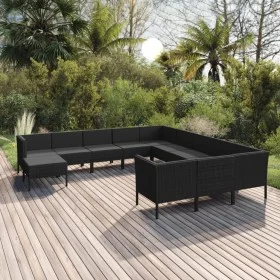 Garden furniture set 12 pieces and black synthetic rattan cushions by vidaXL, Garden sets - Ref: Foro24-3094525, Price: 992,2...