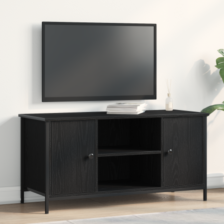 Mueble de TV madera ingeniería y acero roble negro 100x40x50 cm de , Muebles TV - Ref: Foro24-862141, Precio: 81,34 €, Descue...