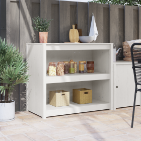 Gabinete de Cocina Exterior Blanco 106x55x92 cm de Madera Maciza de Pino