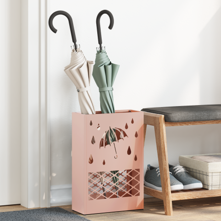 Soporte para Paraguas Rosa Metal Mediano Detalles decorativos de , Paragüeros - Ref: Foro24-868519, Precio: 43,64 €