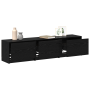 Mueble de TV con LED en roble negro 162.5x34x40 cm Madera elaborada de , Muebles TV - Ref: Foro24-868952, Precio: 116,60 €