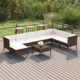 9-piece garden furniture set and brown synthetic rattan cushions by vidaXL, Garden sets - Ref: Foro24-3094423, Price: 785,88 ...