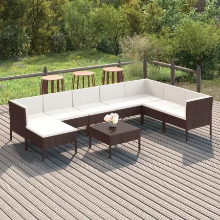 9-piece garden furniture set and brown synthetic rattan cushions by vidaXL, Garden sets - Ref: Foro24-3094423, Price: 785,88 ...