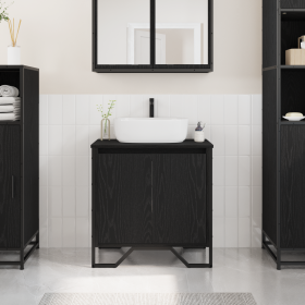 Mueble para Lavabo de Baño Roble Negro 60x35x50 cm Madera Ingenierizada de , Muebles de baño - Ref: Foro24-869179, Precio: 54...