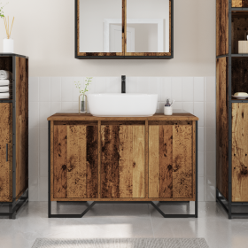 Armario de Lavabo de Baño Madera Vieja 91x35x60 cm Madera