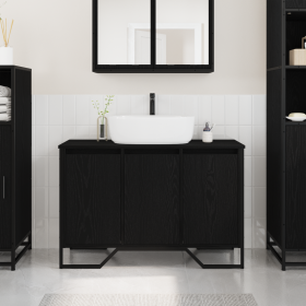 Gabinete de lavabo Roble negro 91x35x60 cm Madera compuesta de , Muebles de baño - Ref: Foro24-869182, Precio: 85,86 €