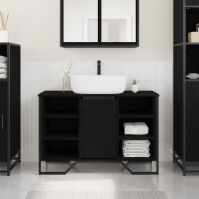 Armario para lavabo Roble negro 91x35x60 cm Madera de calidad