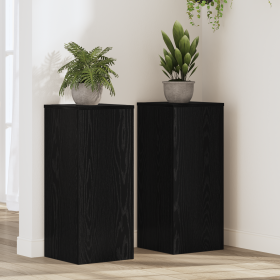 Soportes para Plantas 2 pcs Roble Negro 30x30x70 cm Madera Ingenierizada