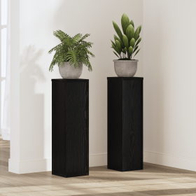 Soportes para Plantas 2 pcs Roble Negro 17x17x60 cm Madera Elaborada
