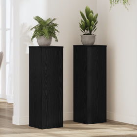 Soportes para Plantas 2 pcs Roble Negro 25x25x80 cm Madera Ingenierizada