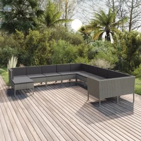 11-teiliges Gartenmöbel-Set und graue synthetische Rattankissen von vidaXL, Gartensets - Ref: Foro24-3094518, Preis: 908,29 €...