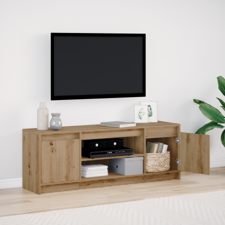 Mueble para TV con LED Roble Artesanal 139.5x34x50 cm Madera engineered de , Muebles TV - Ref: Foro24-869240, Precio: 104,44 ...