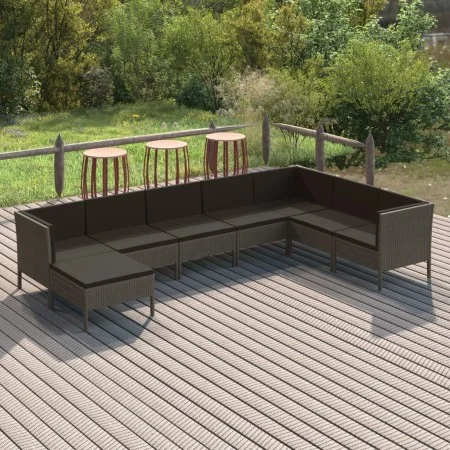 8-piece garden furniture set and gray synthetic rattan cushions by vidaXL, Garden sets - Ref: Foro24-3094422, Price: 616,37 €...