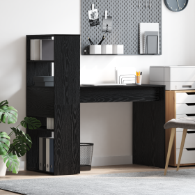 Escritorio con almacenamiento roble negro 113x54x120 cm Madera