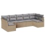 Conjunto de sofá de jardín 7 pcs Beige Poliratán